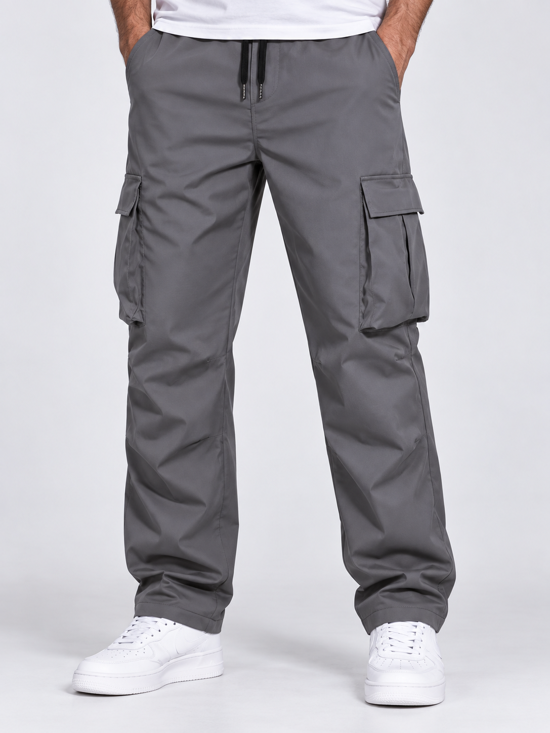 Men's Loose Straight-Leg Workwear Pants with Cargo Pockets