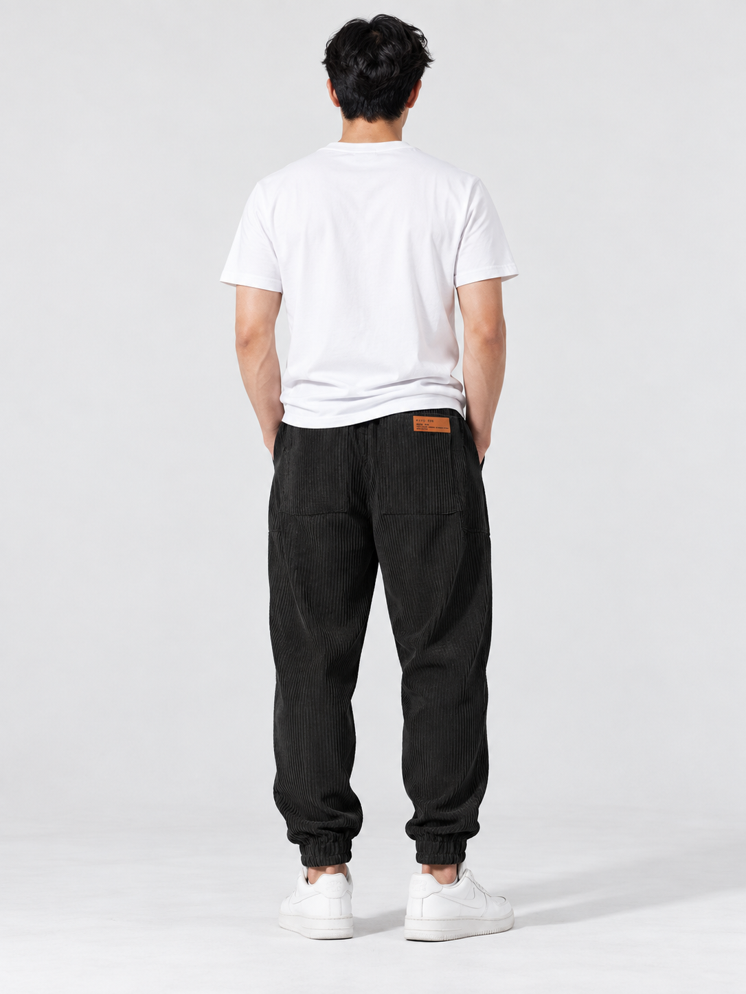 Men's Ribbed-Texture Jogger Pants with Warm Lined Interior