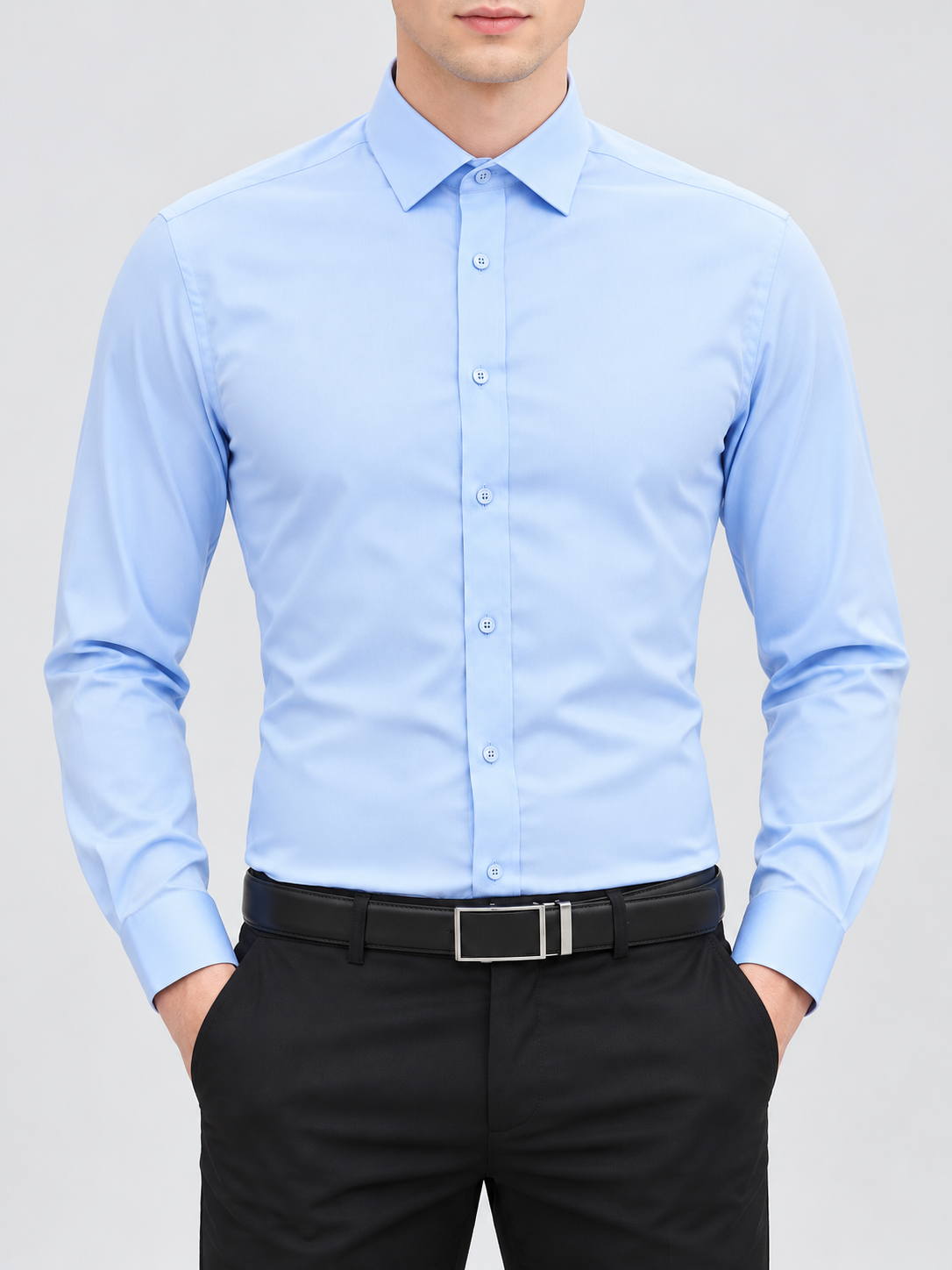 Men's Solid Long-Sleeve Business Shirt