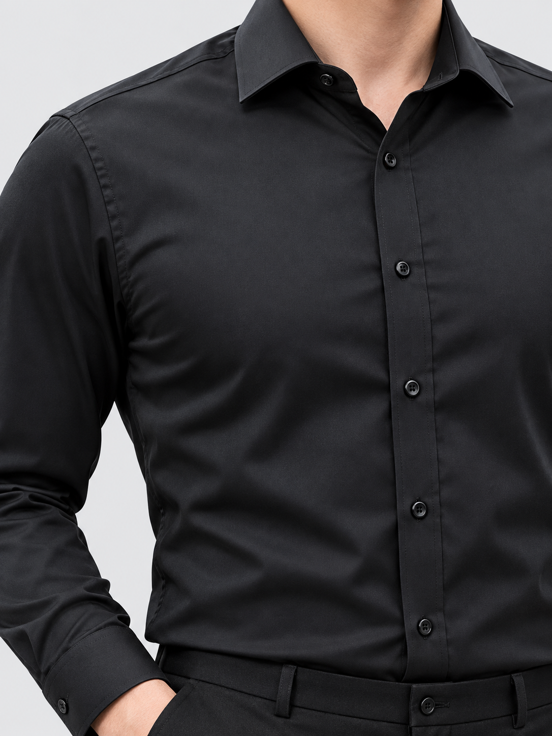 Men's Solid Long-Sleeve Business Shirt