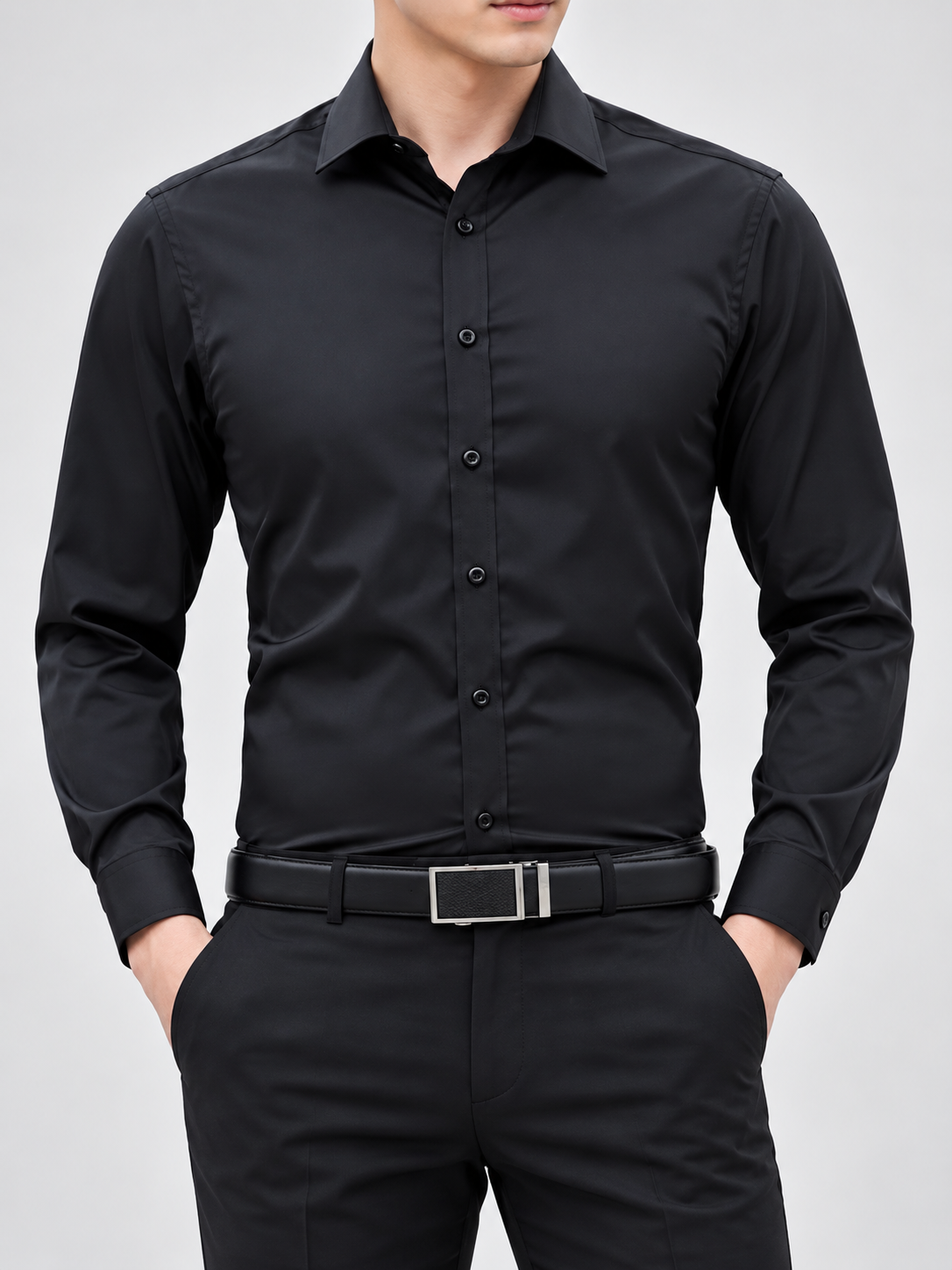 Men's Solid Long-Sleeve Business Shirt