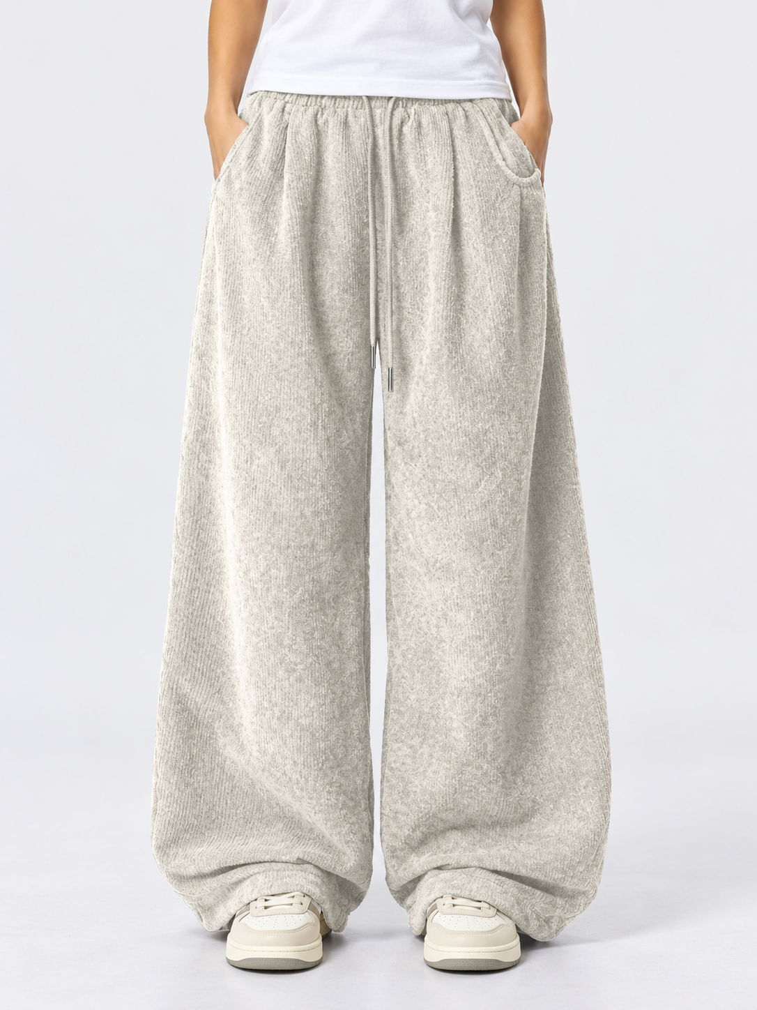 Women's Drawstring Corduroy Cargo Pants with Straight Leg