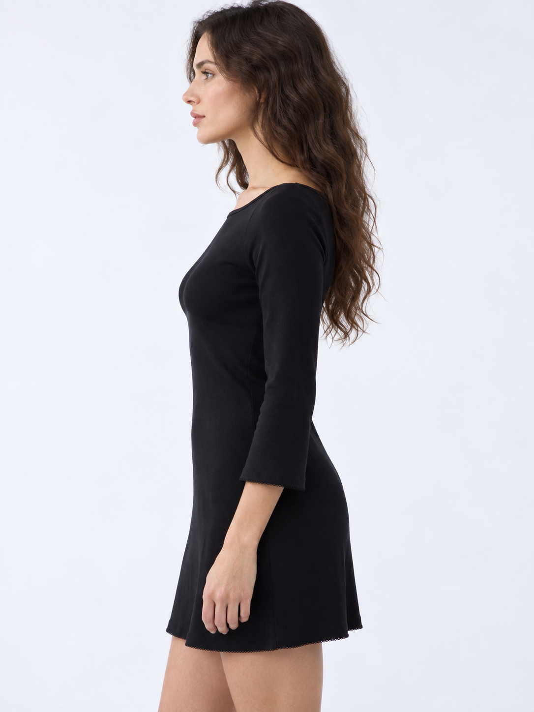 Women's Three-Quarter Sleeve Round Neck Knit Dress