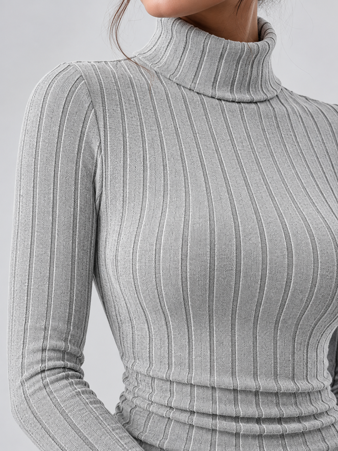 Women's Turtleneck Long-Sleeve Knit Bodycon Mini Dress