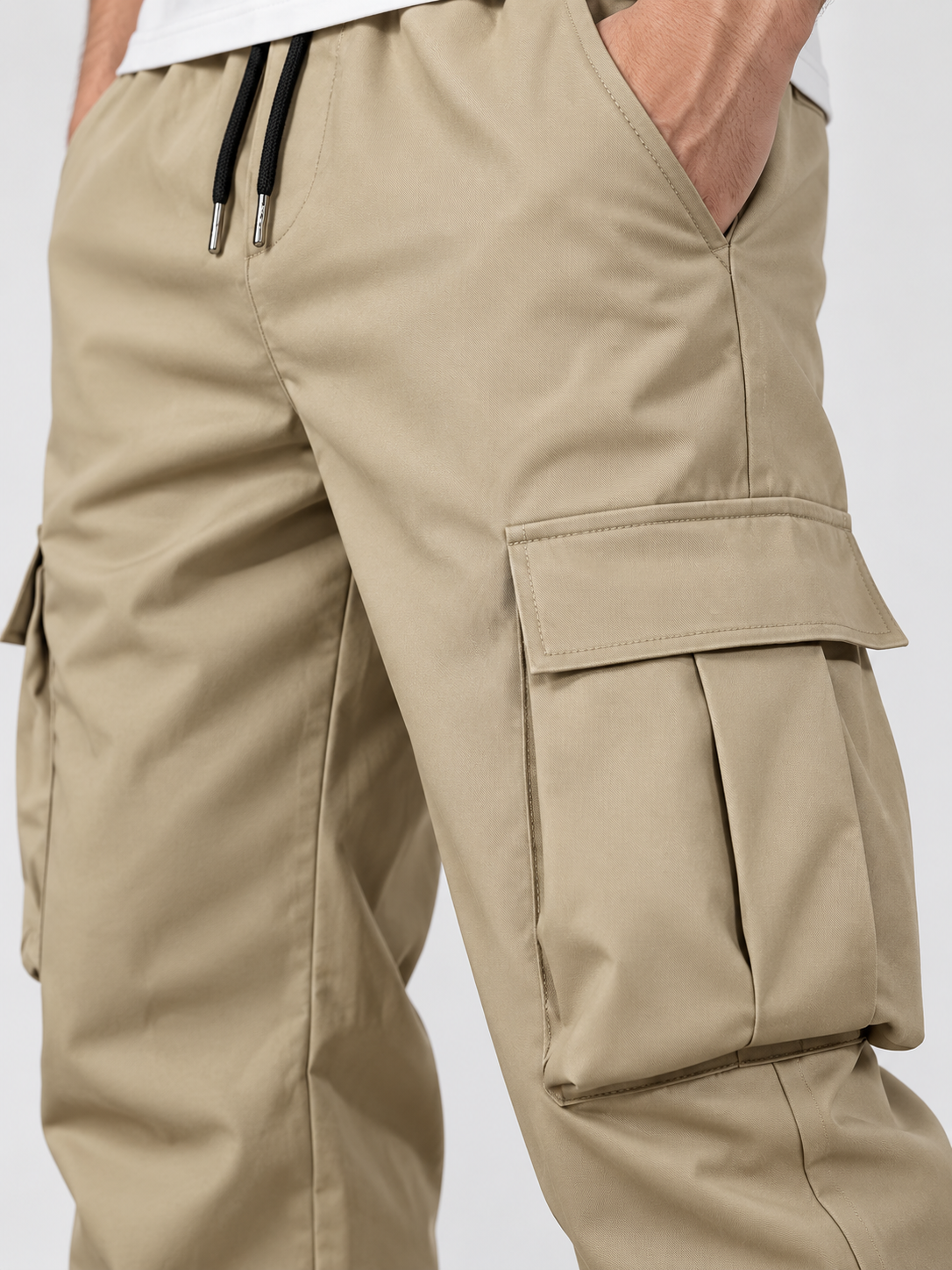 Men's Loose Straight-Leg Workwear Pants with Cargo Pockets