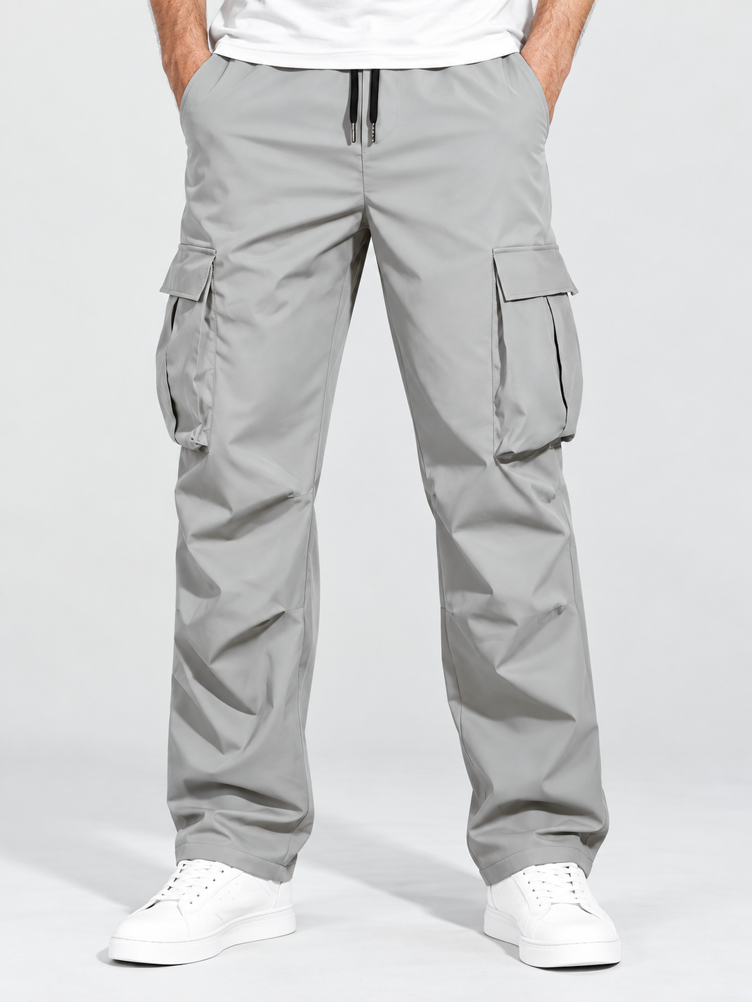 Men's Loose Straight-Leg Workwear Pants with Cargo Pockets