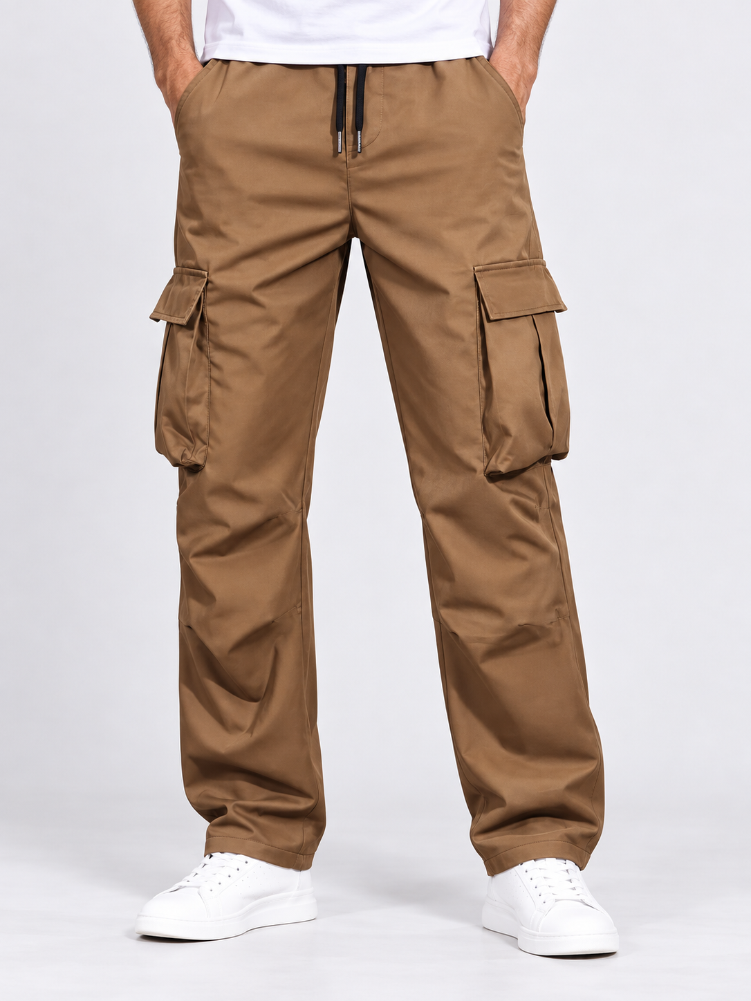 Men's Loose Straight-Leg Workwear Pants with Cargo Pockets