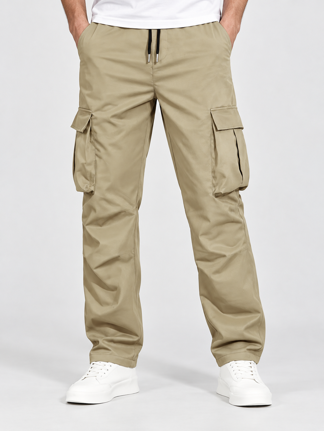 Men's Loose Straight-Leg Workwear Pants with Cargo Pockets