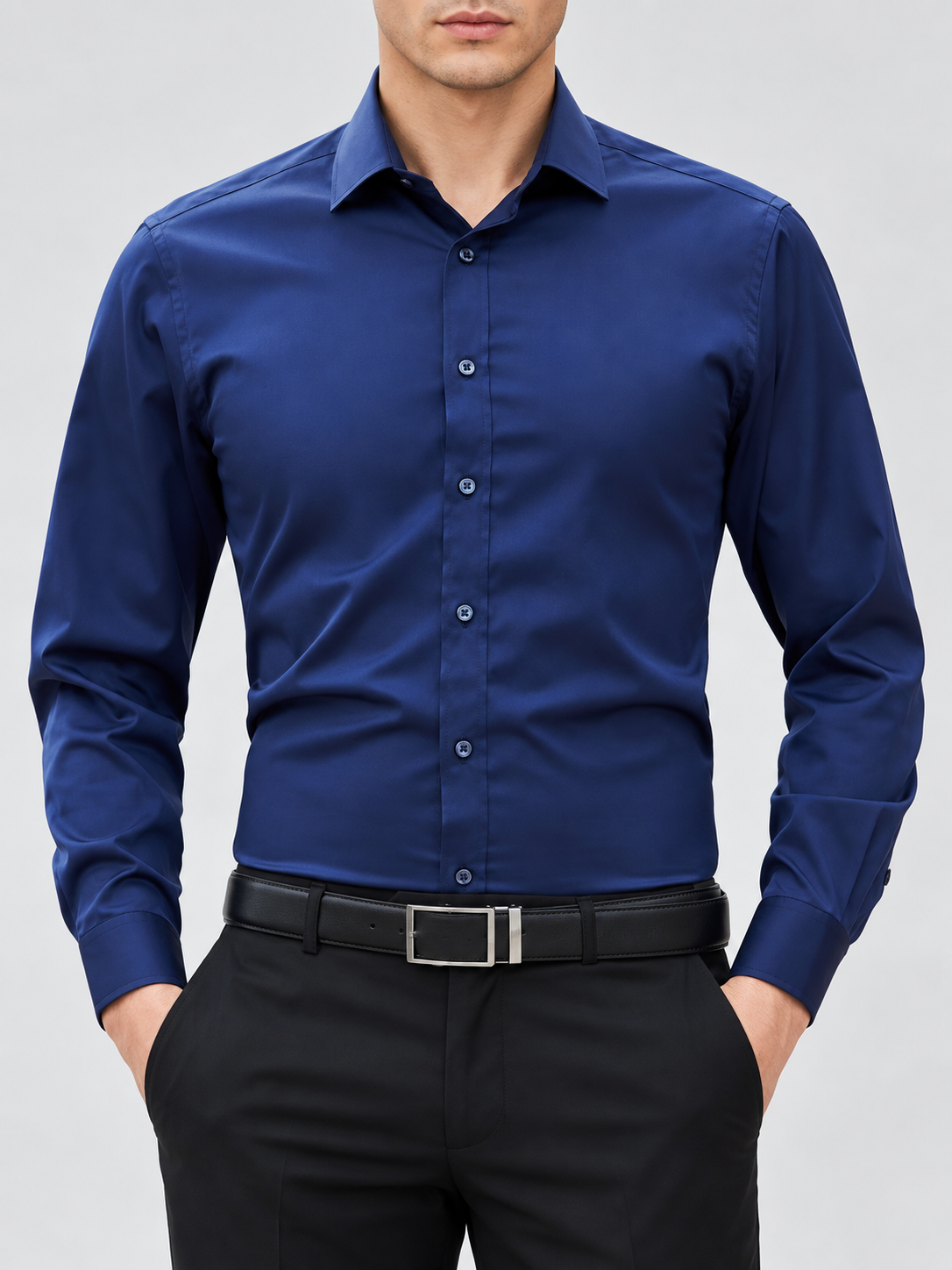 Men's Solid Long-Sleeve Business Shirt