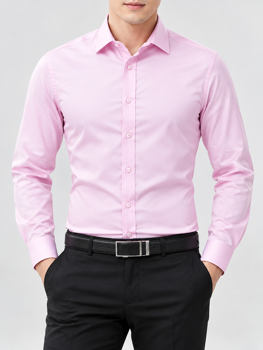 Men's Solid Long-Sleeve Business Shirt